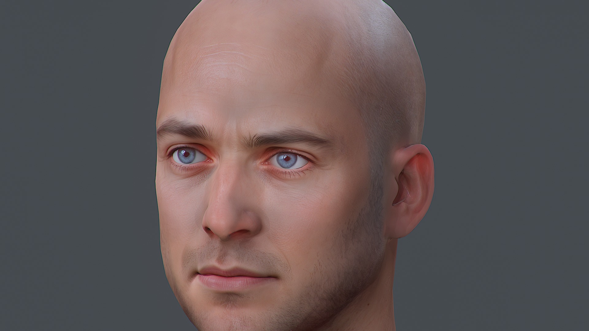 Male head Realistic Perfect Head Low-poly 3D model game ready  Low-poly 3D model_16