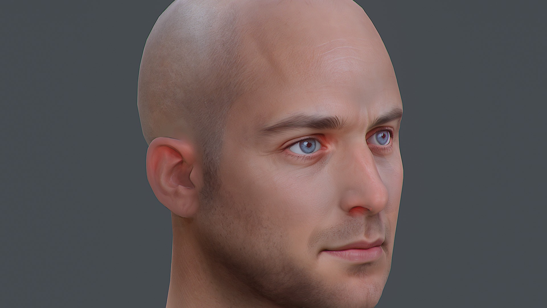 Male head Realistic Perfect Head Low-poly 3D model game ready  Low-poly 3D model_7