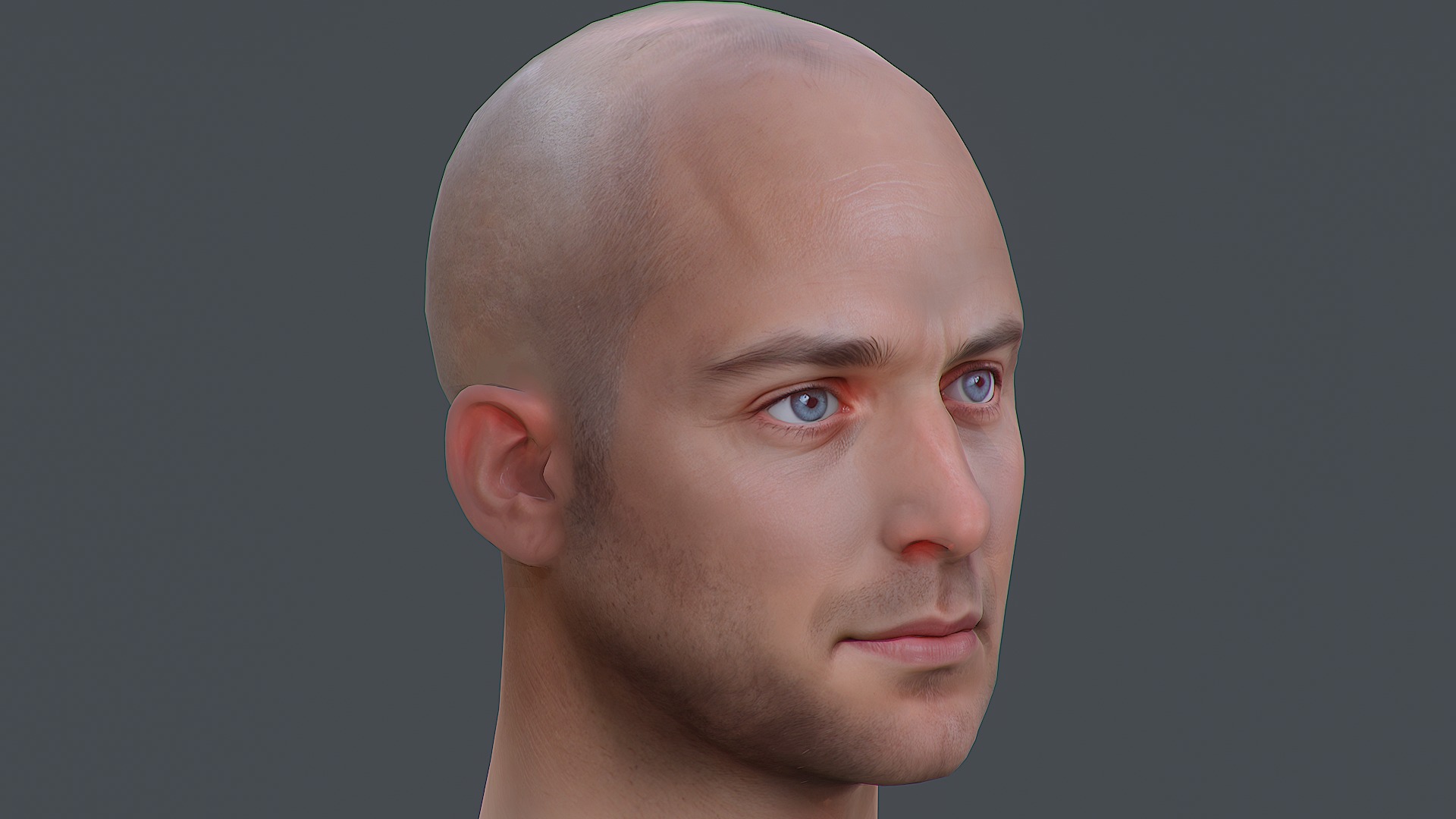 Male head Realistic Perfect Head Low-poly 3D model game ready  Low-poly 3D model_8