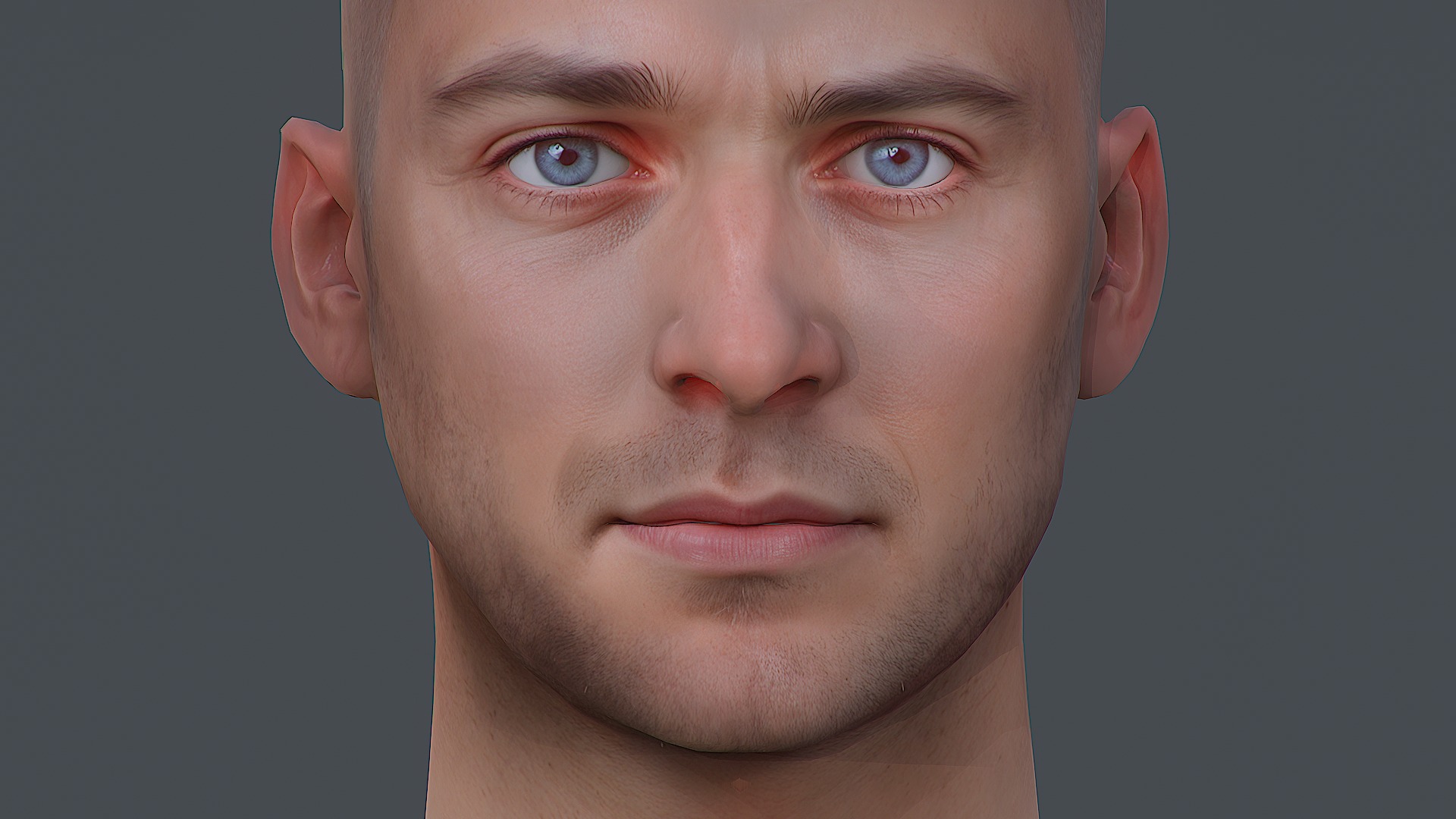 Male head Realistic Perfect Head Low-poly 3D model game ready  Low-poly 3D model_14