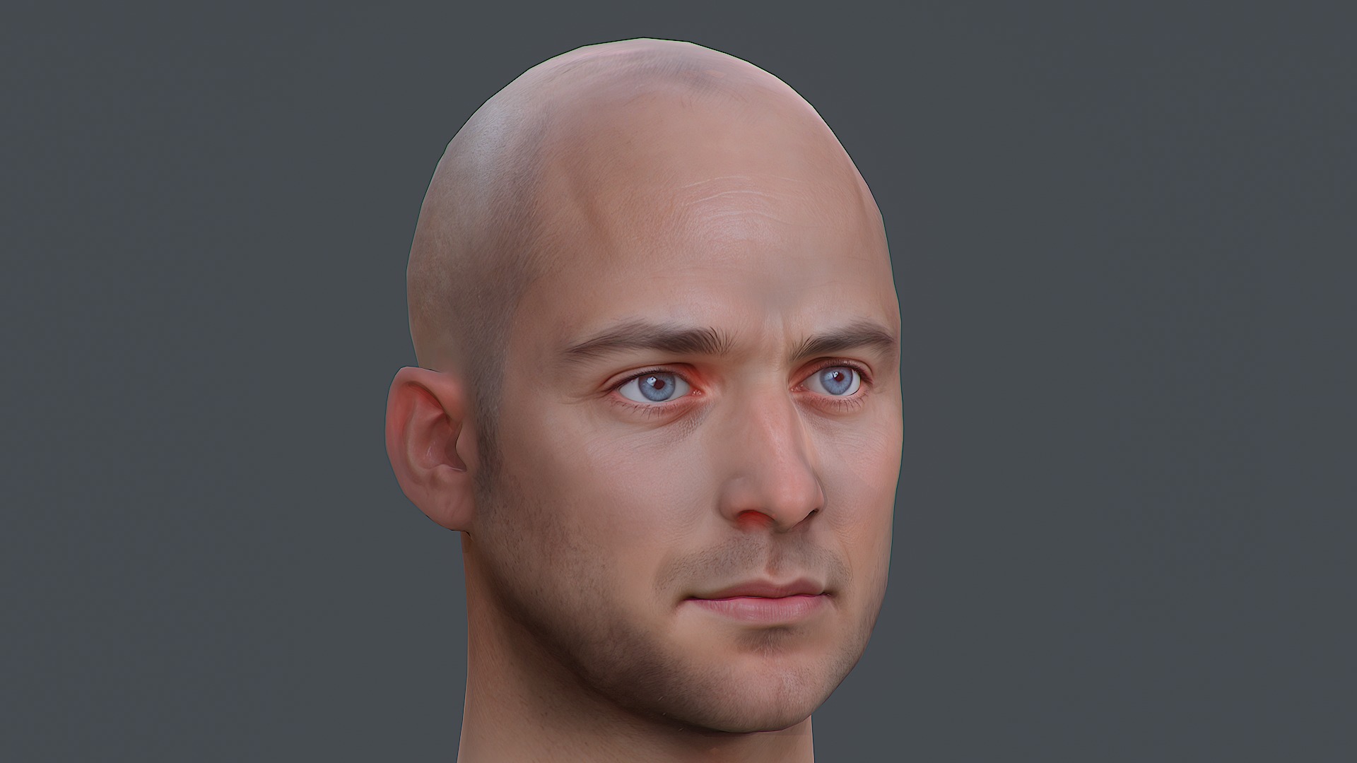Male head Realistic Perfect Head Low-poly 3D model game ready  Low-poly 3D model_3