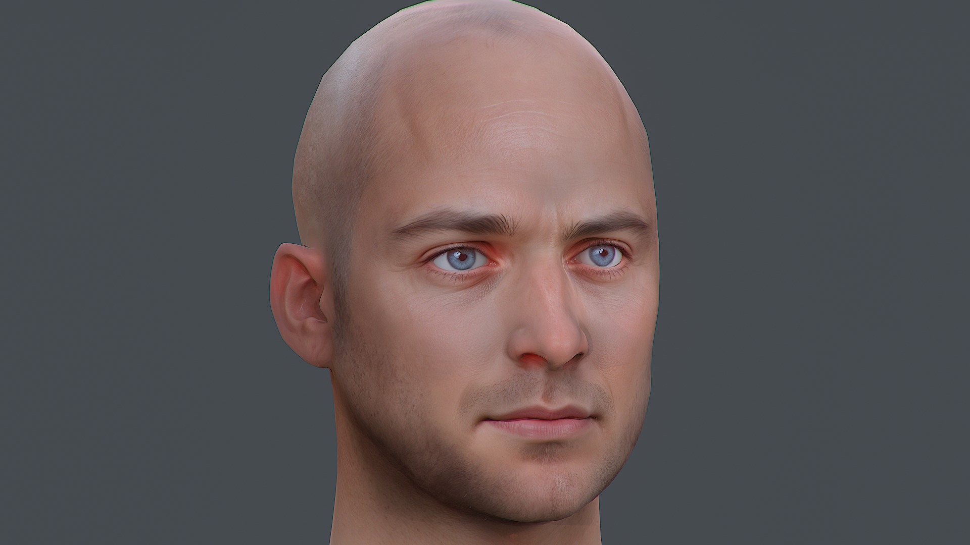 Male head Realistic Perfect Head Low-poly 3D model game ready  Low-poly 3D model_11