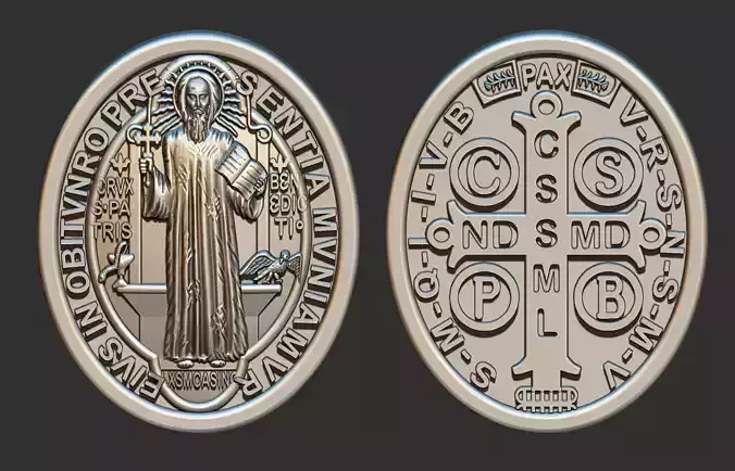 Saint Benedict Oval - Sao Bento Pendant Pingente 3D print model