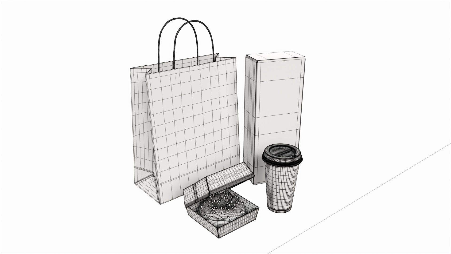 Fast Food Packaging Set Mockup 02 3D model_6