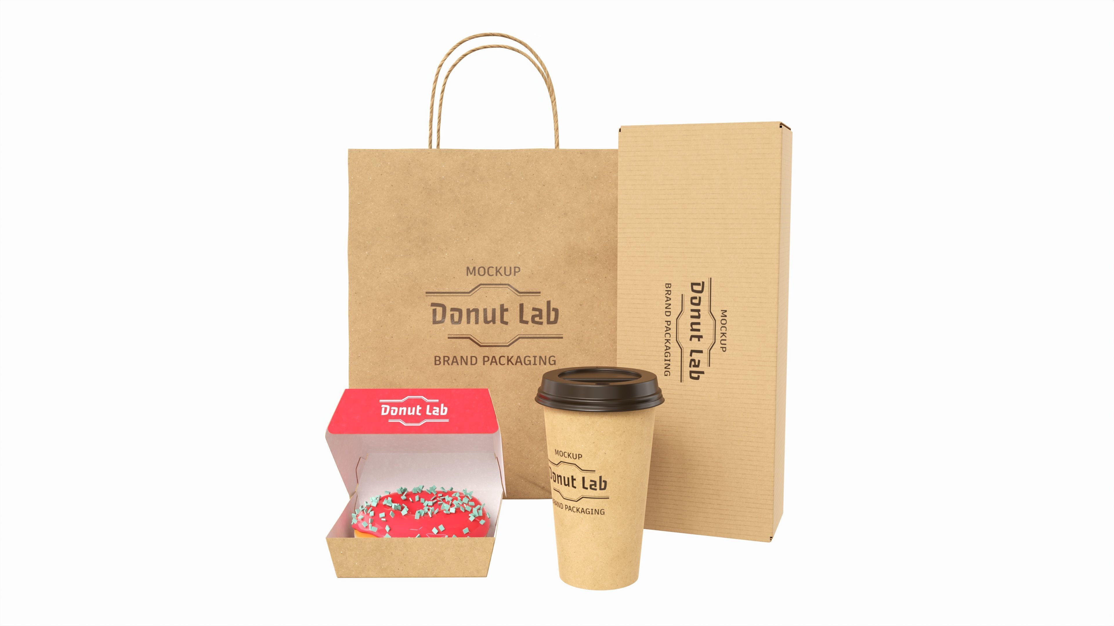 Fast Food Packaging Set Mockup 02 3D model_1