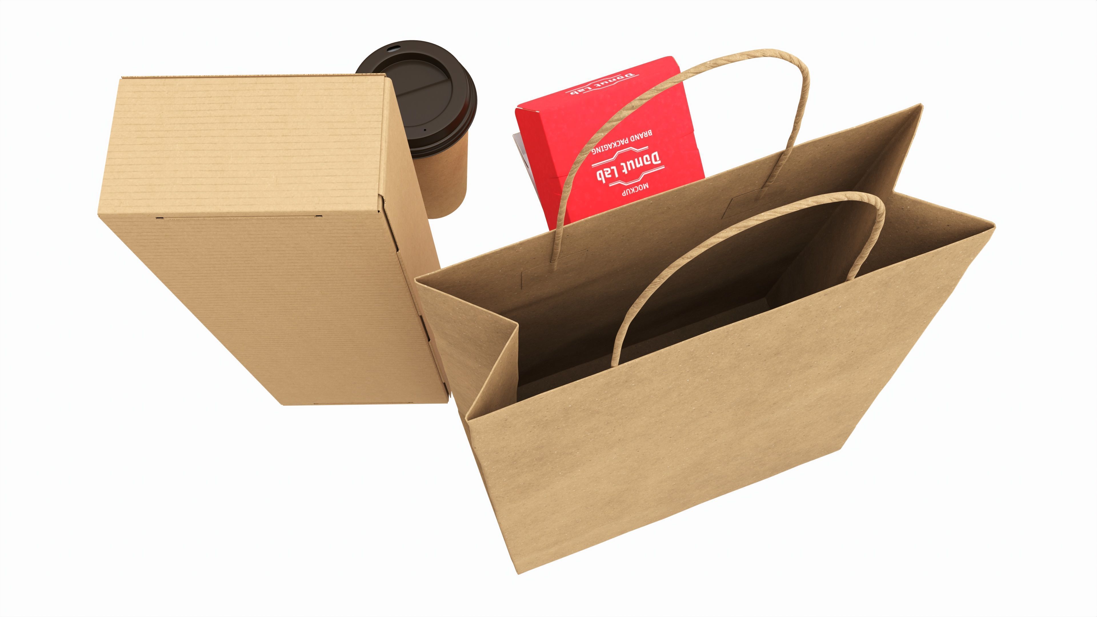 Fast Food Packaging Set Mockup 02 3D model_3