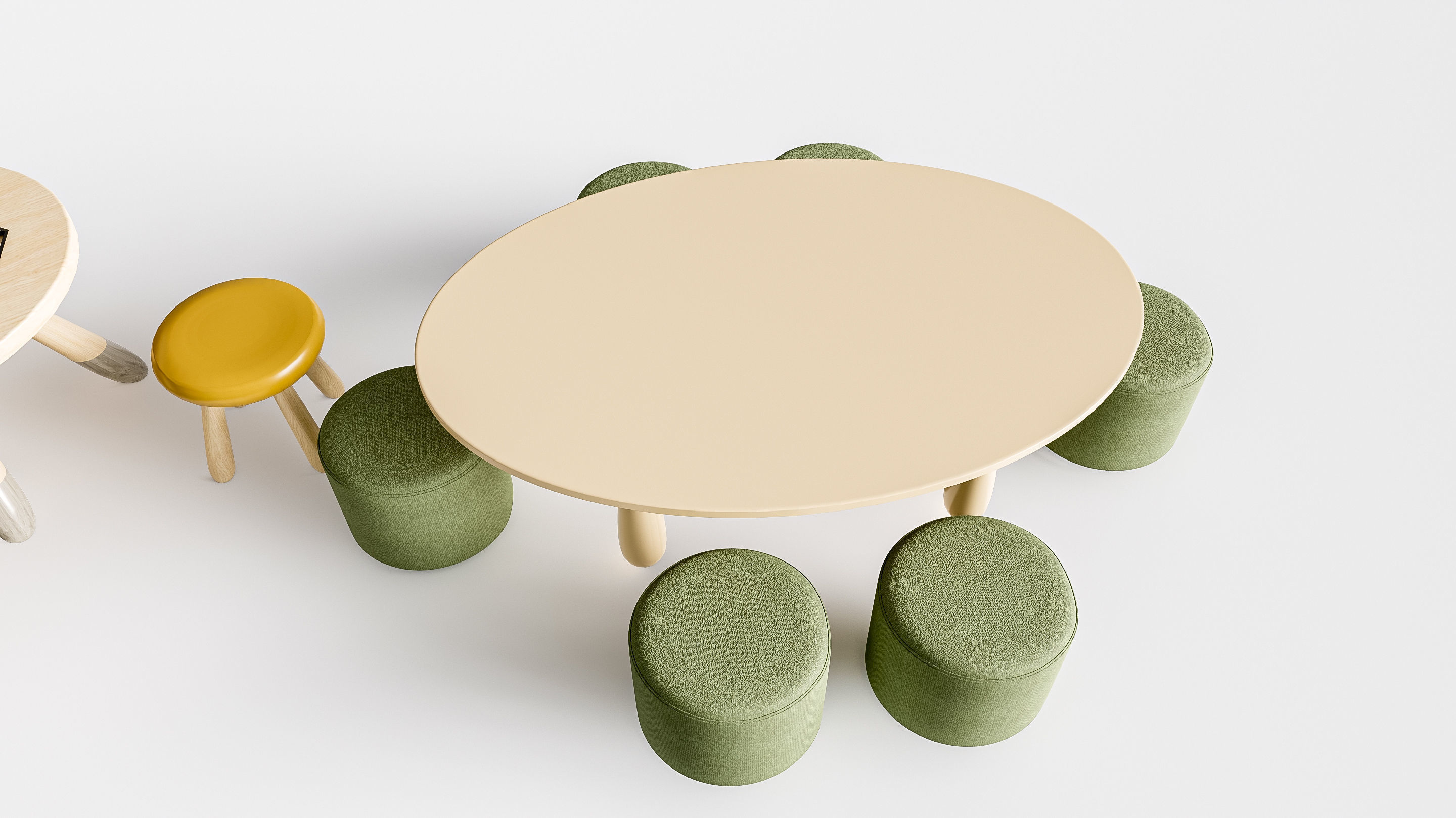 Children table and chairs 5 3D model_14