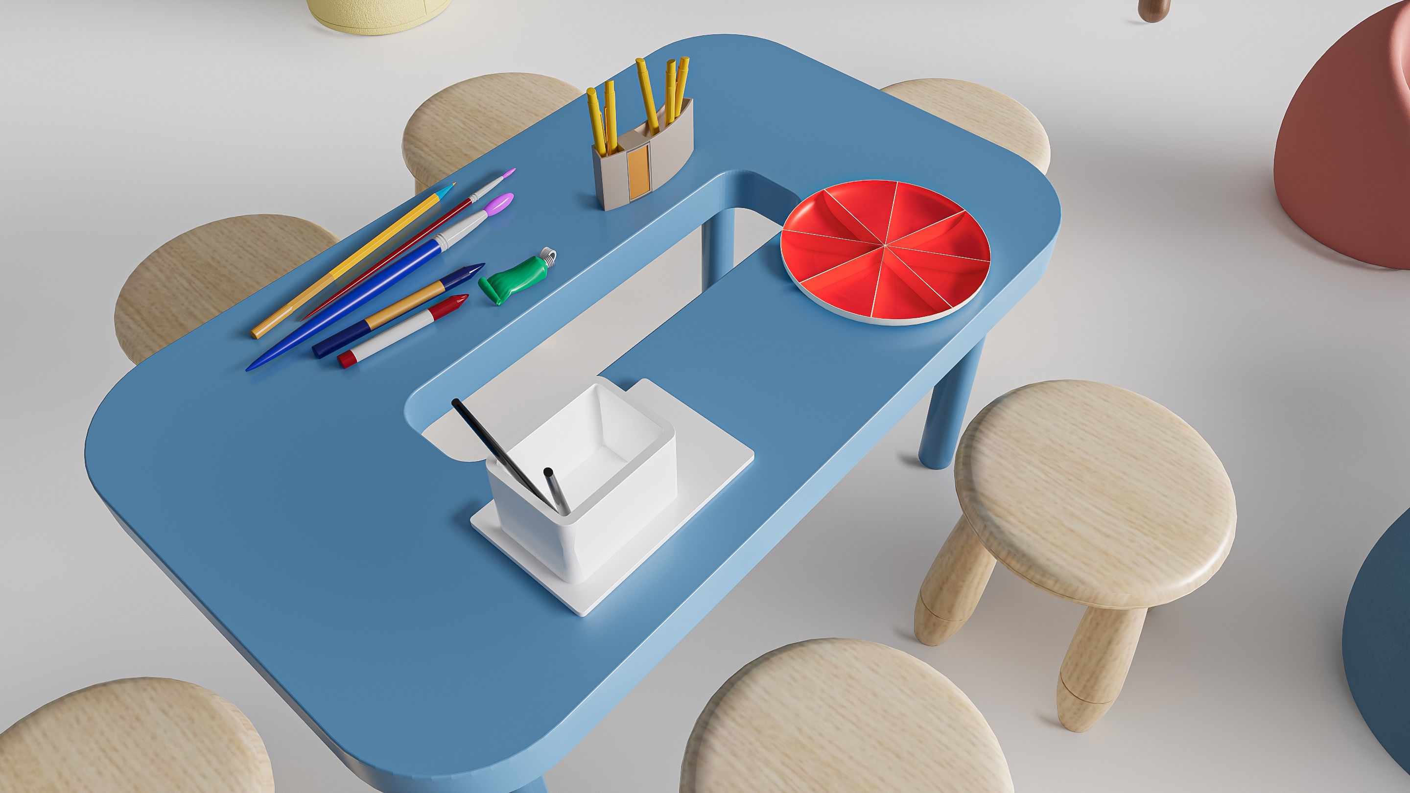 Children table and chairs 5 3D model_9