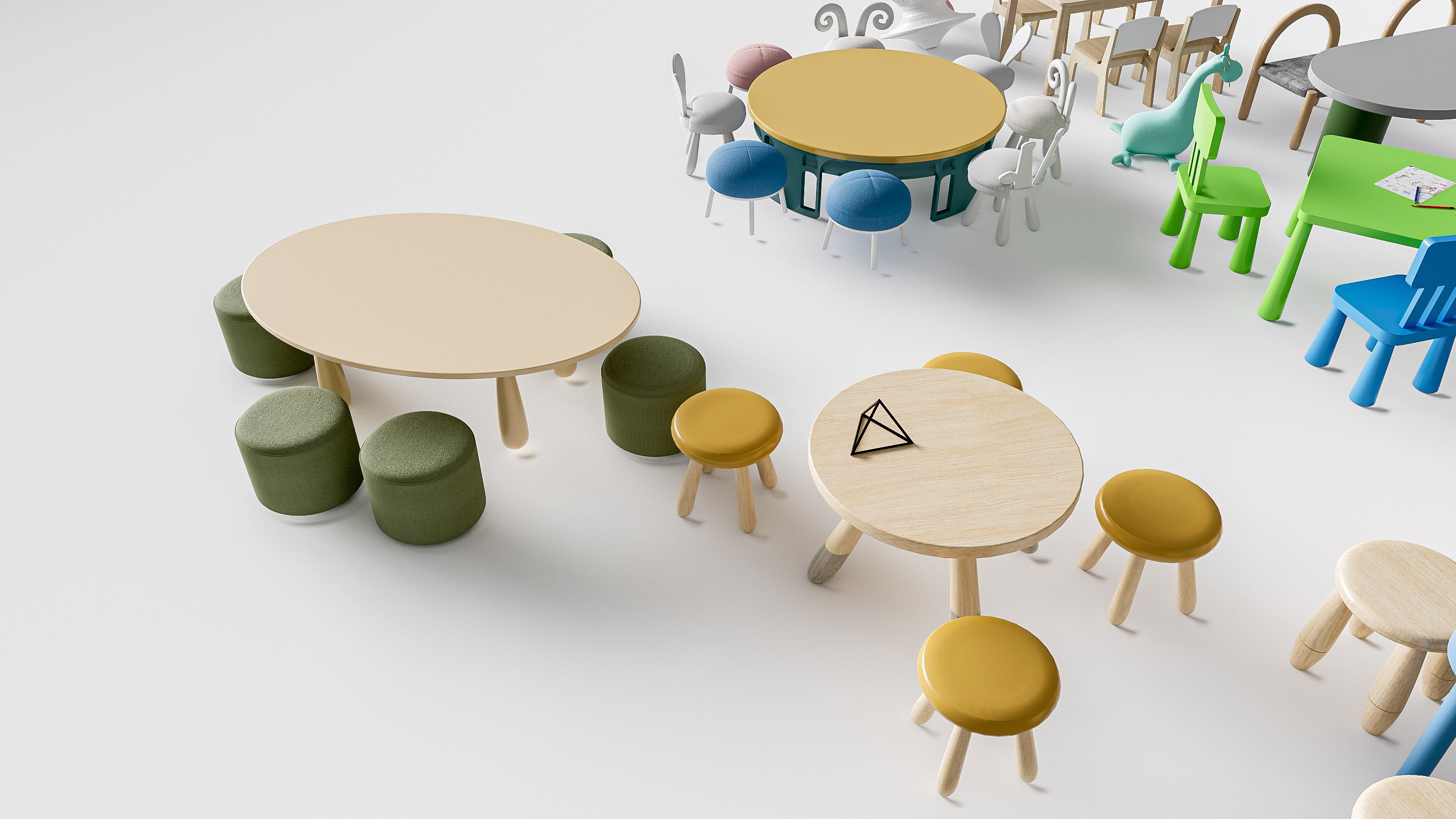 Children table and chairs 5 3D model_15