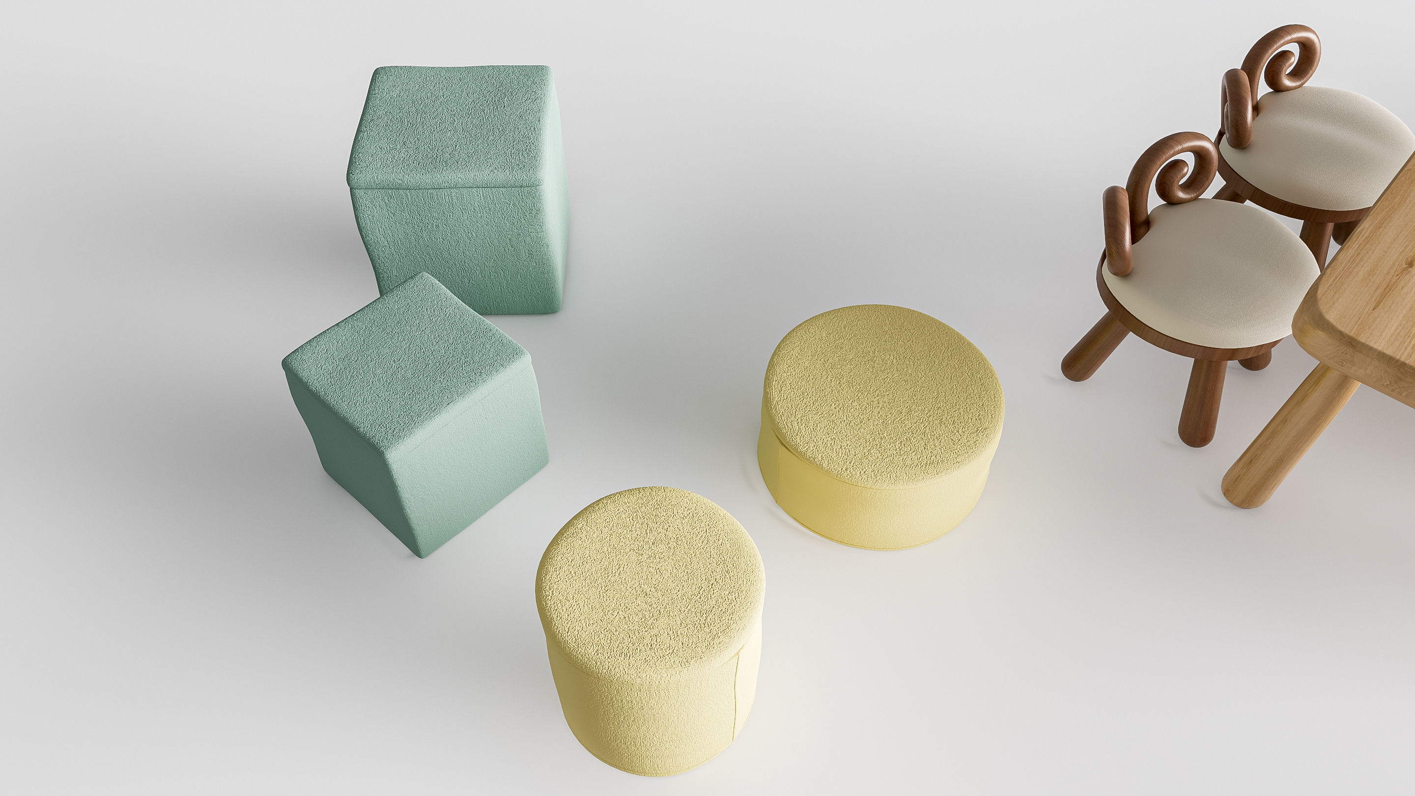 Children table and chairs 5 3D model_10