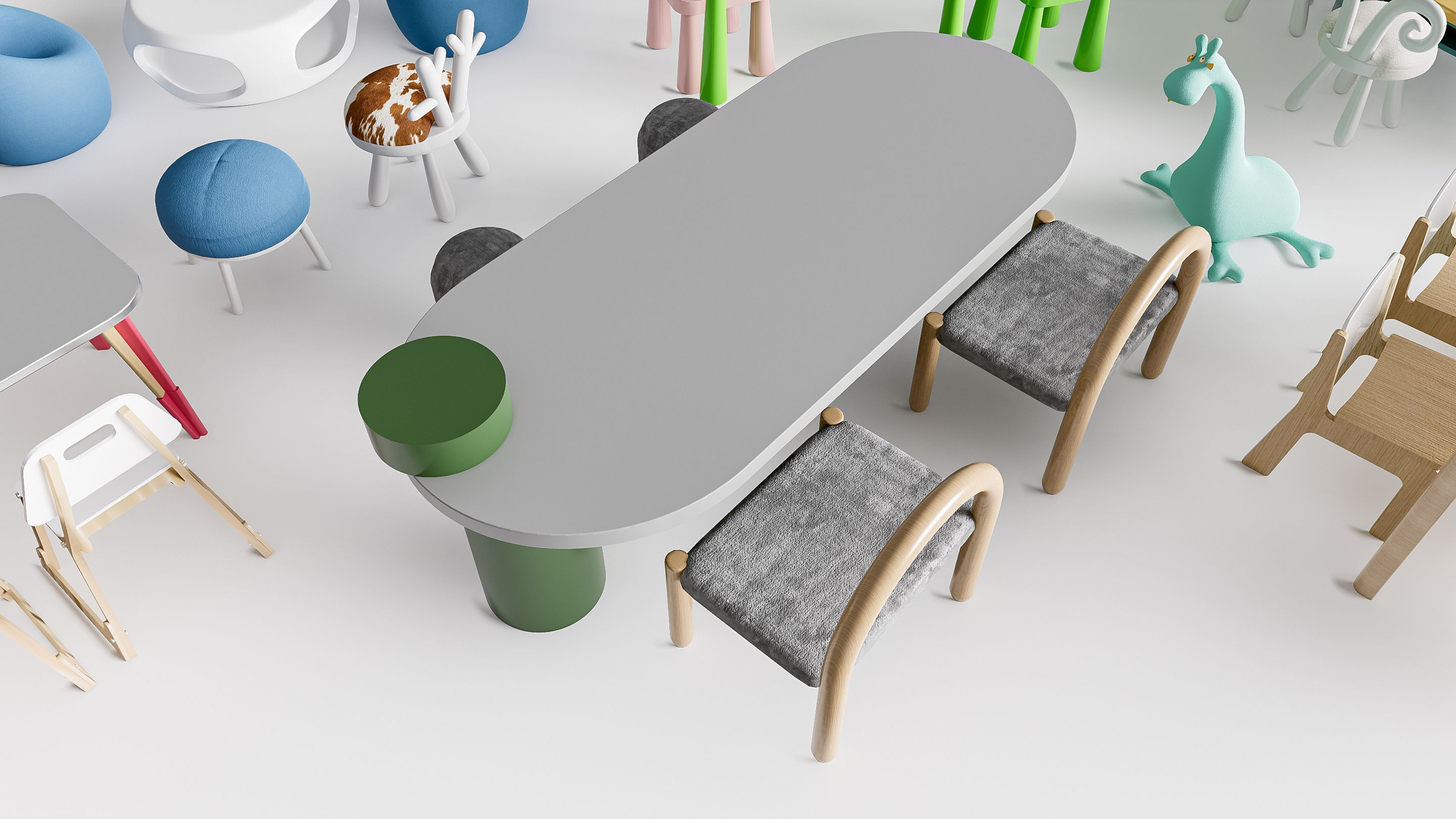 Children table and chairs 5 3D model_3