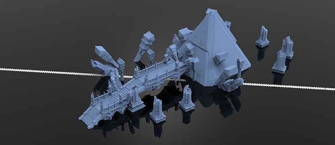 Sunken temple pillars 2 3D model