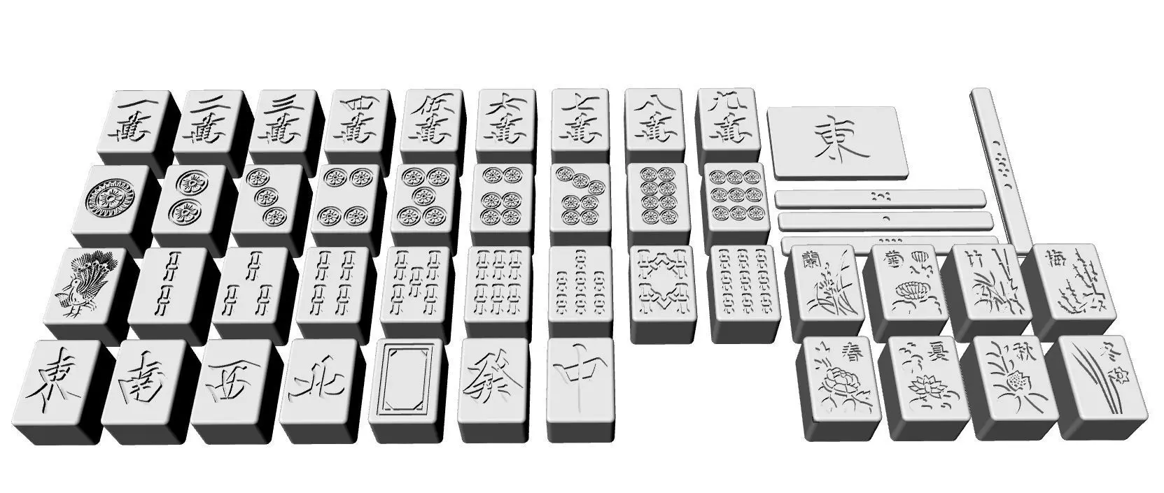 Mahjong SET stl 3D print model_0
