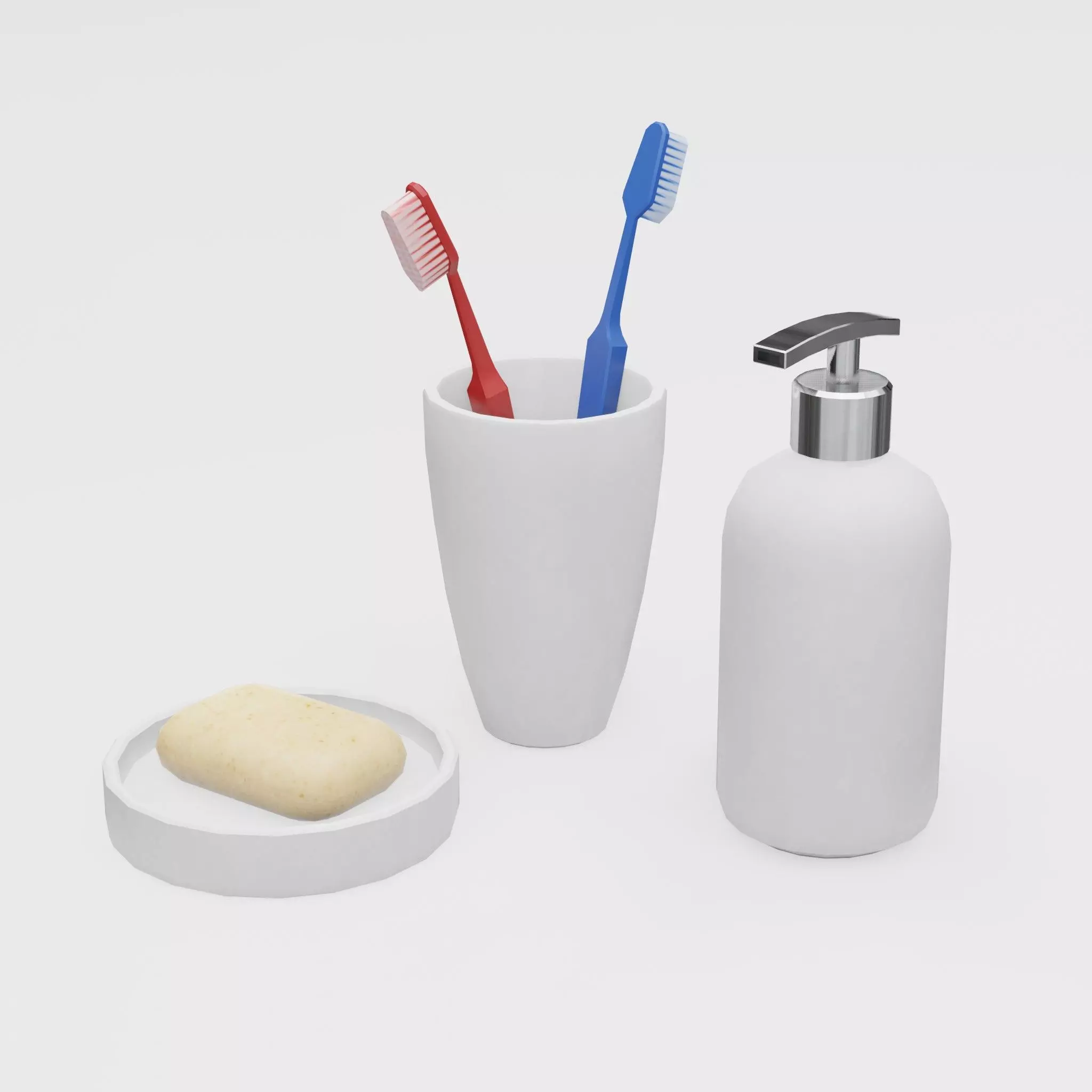 Bathroom Set Low-poly 3D model_0