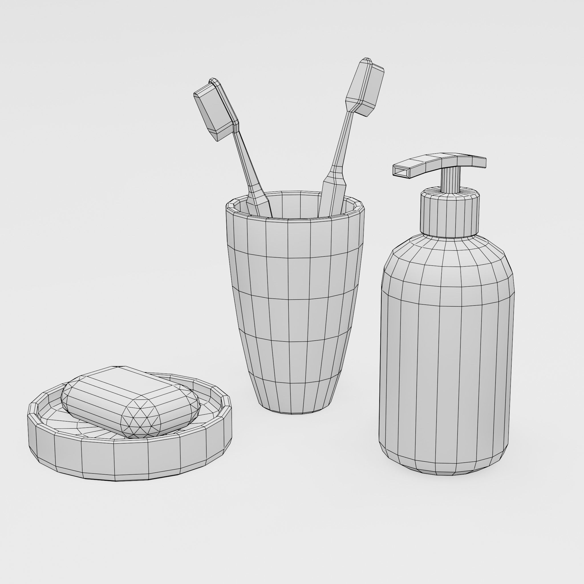Bathroom Set Low-poly 3D model_2