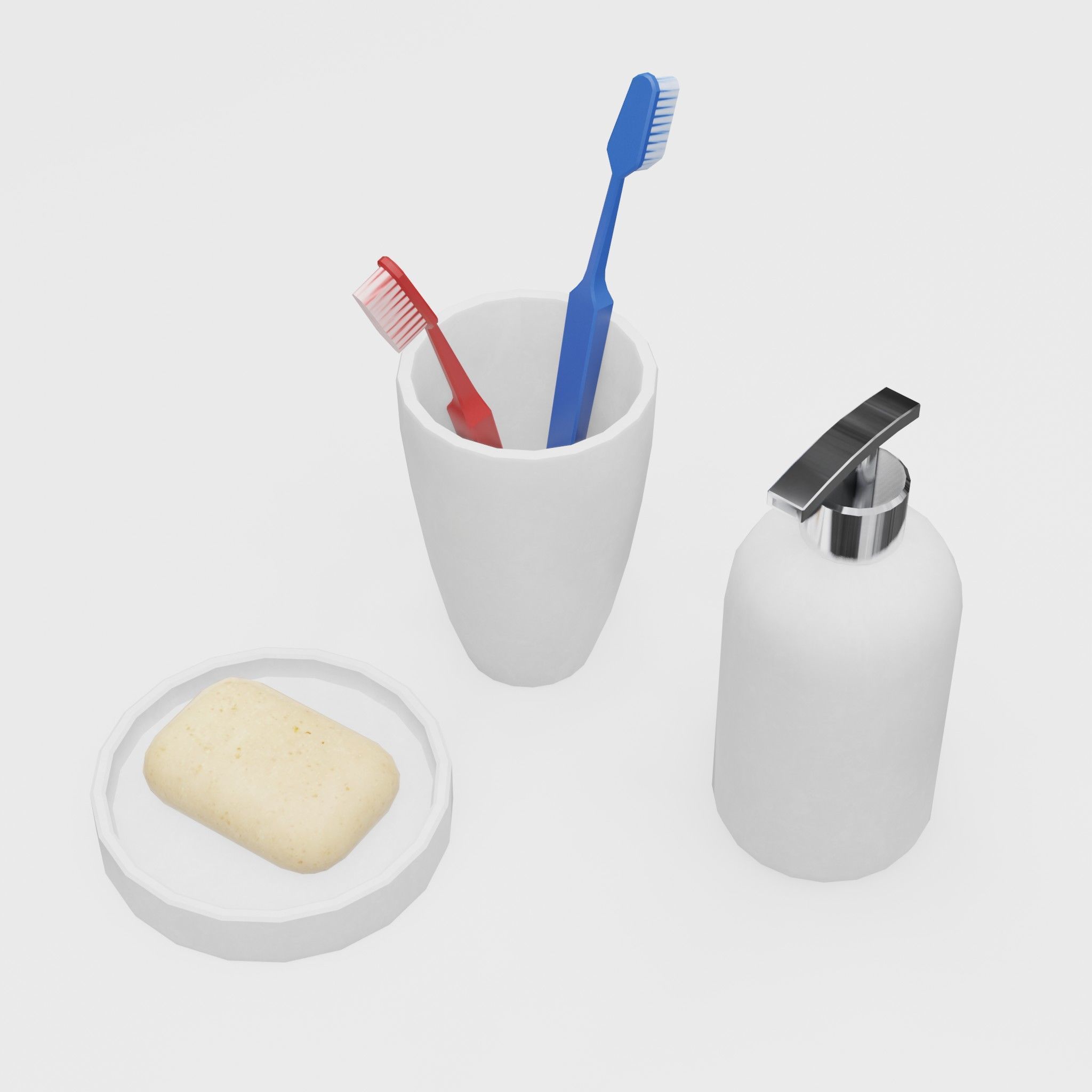 Bathroom Set Low-poly 3D model_1