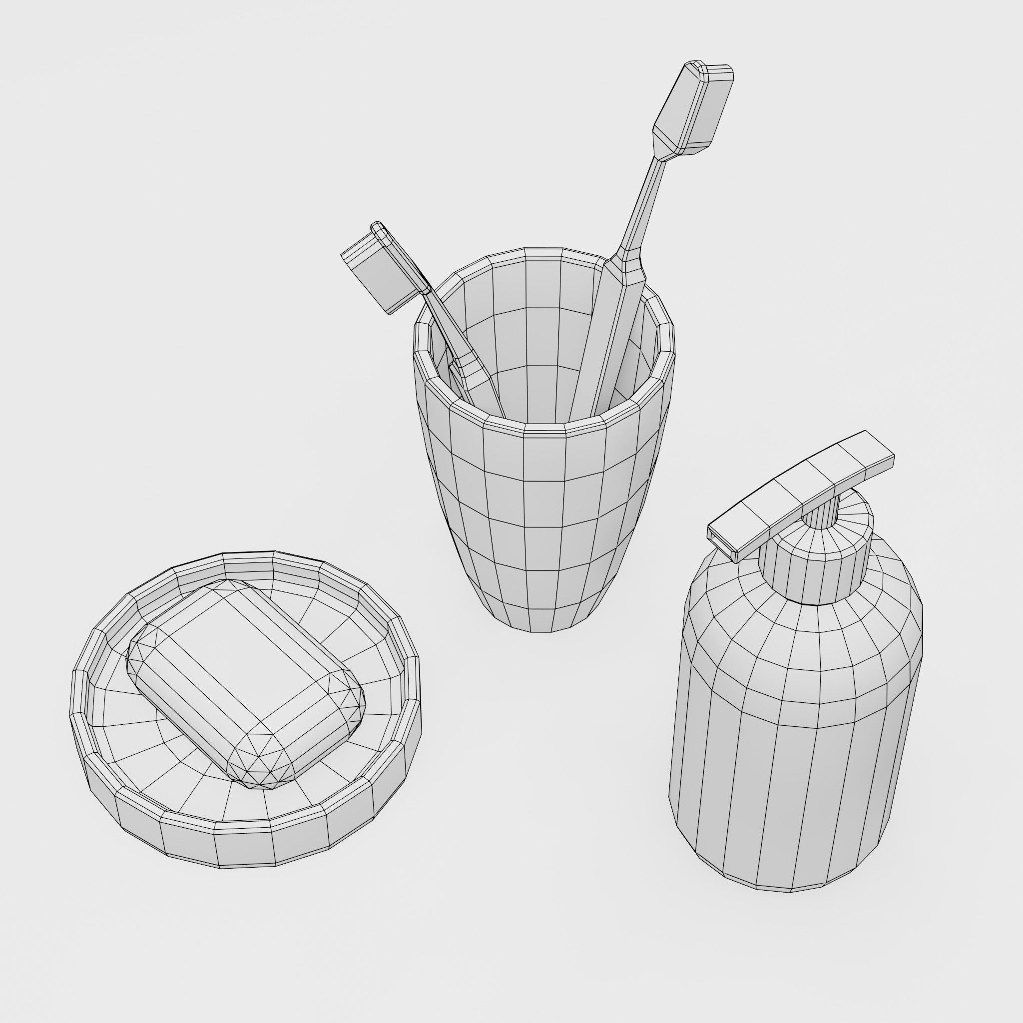 Bathroom Set Low-poly 3D model_3