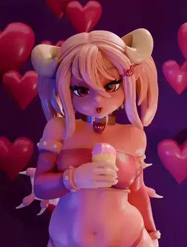 Succubus and ice cream 3D print model