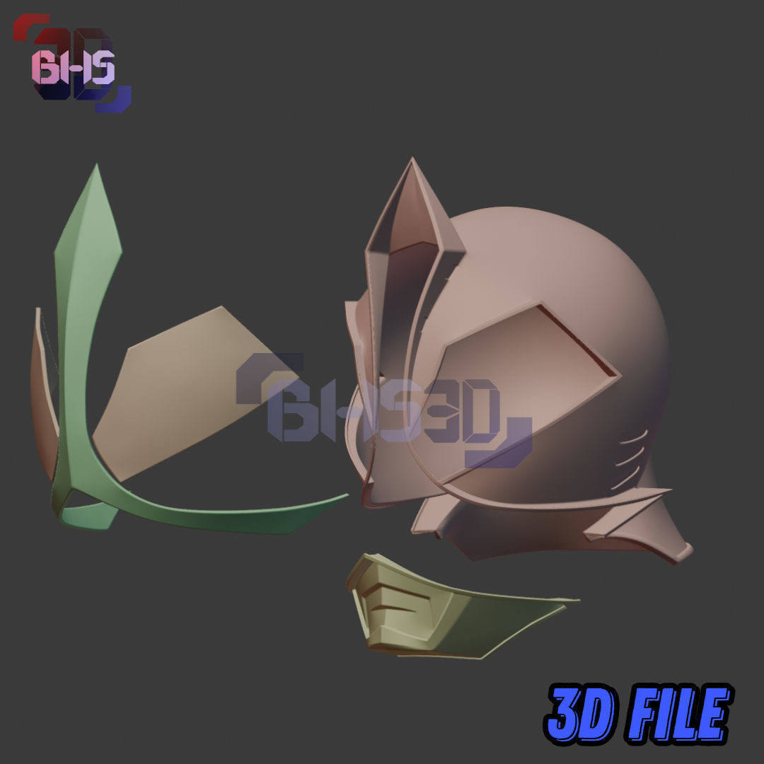 ShinkenRed Mega Mode Helmet 3D 3D print model_7