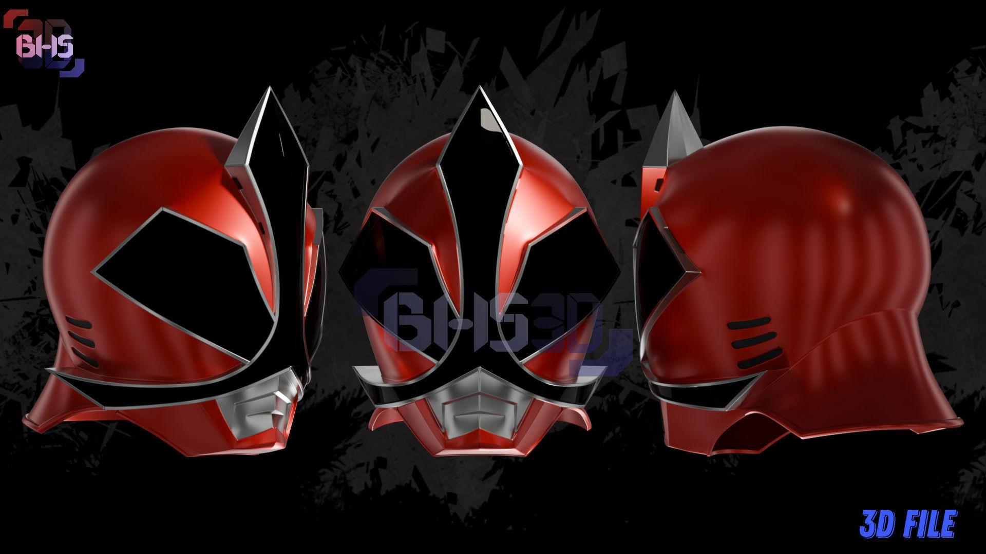 ShinkenRed Mega Mode Helmet 3D 3D print model_6