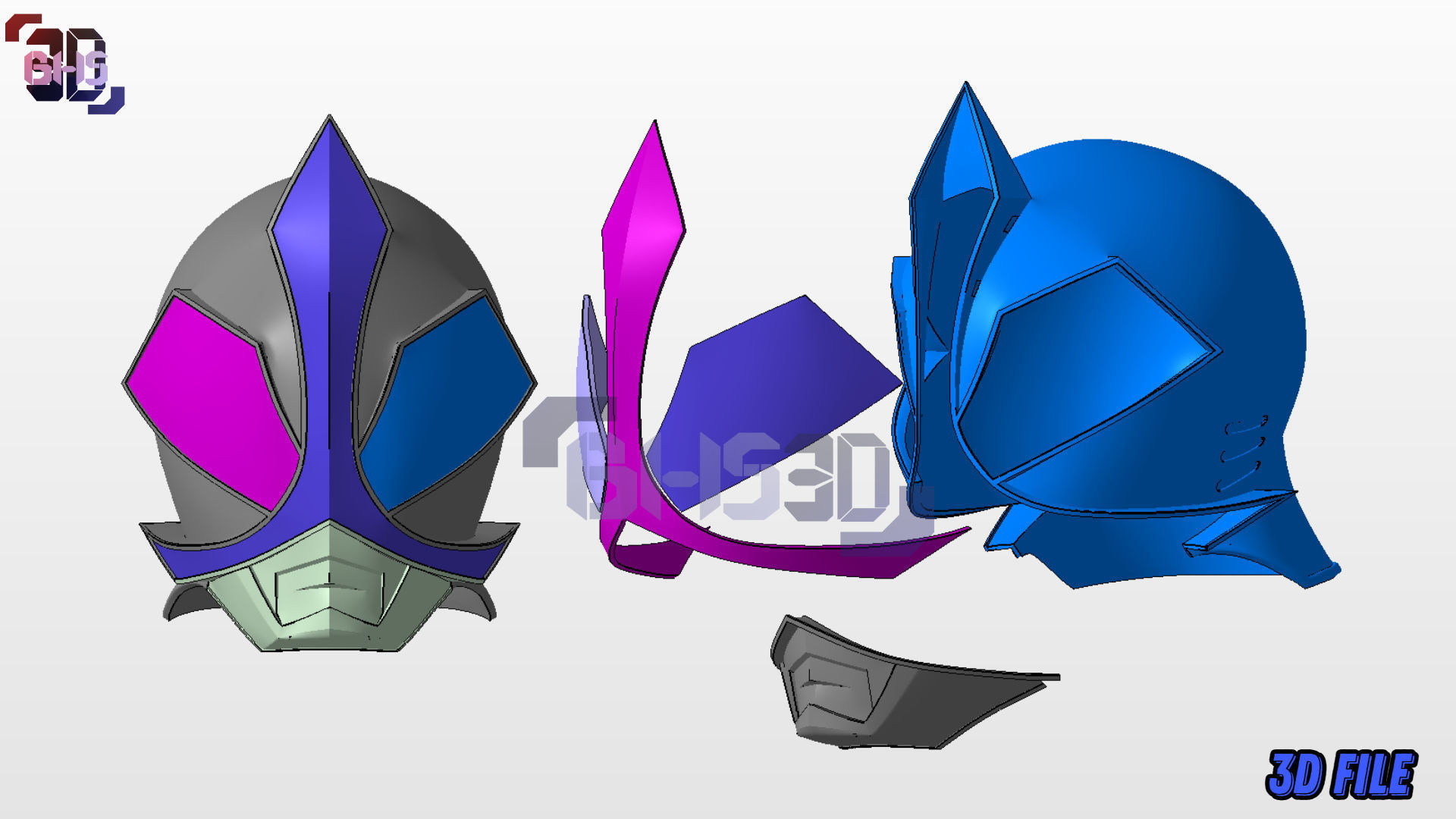 ShinkenRed Mega Mode Helmet 3D 3D print model_9