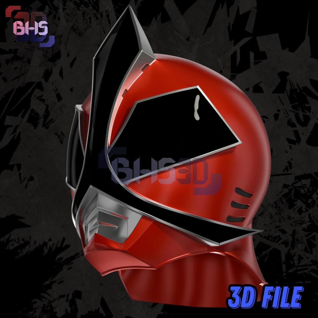 ShinkenRed Mega Mode Helmet 3D 3D print model_4