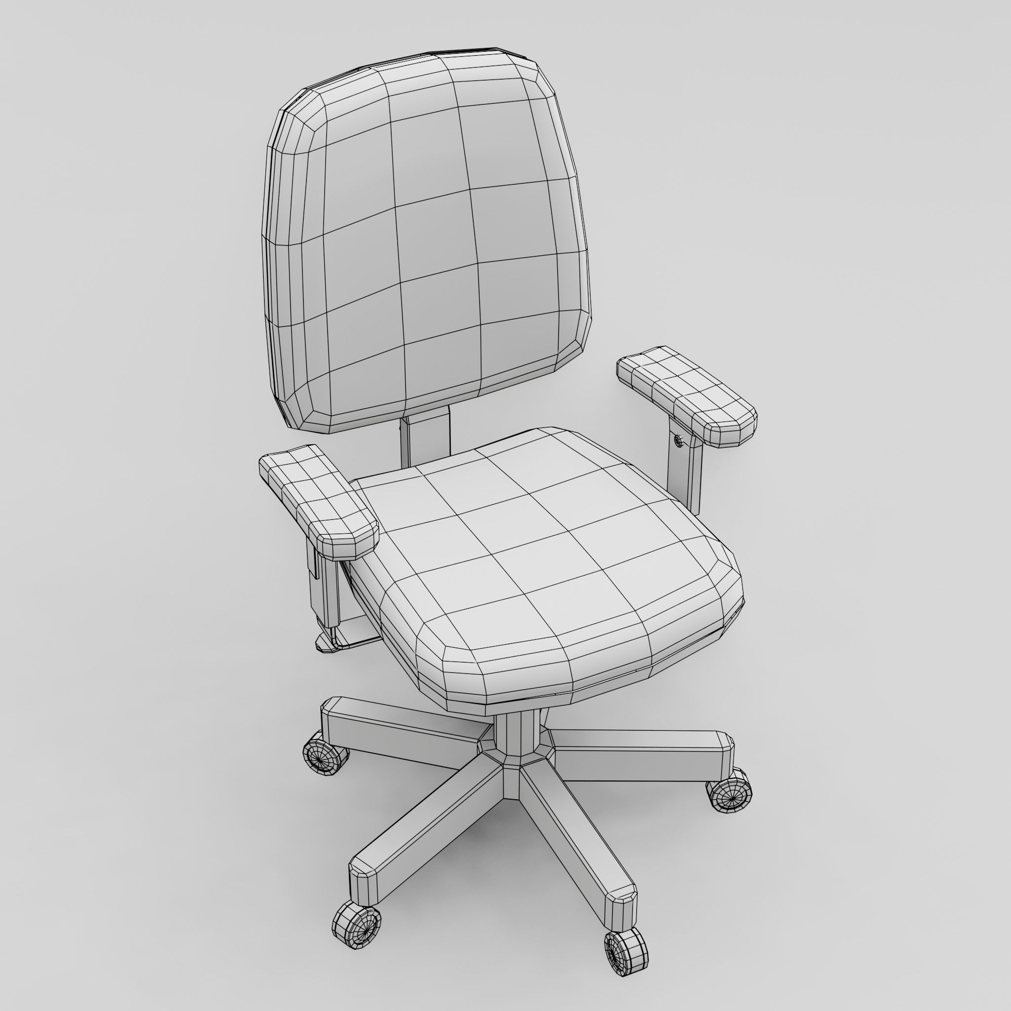 Office Chair Low-poly 3D model_4