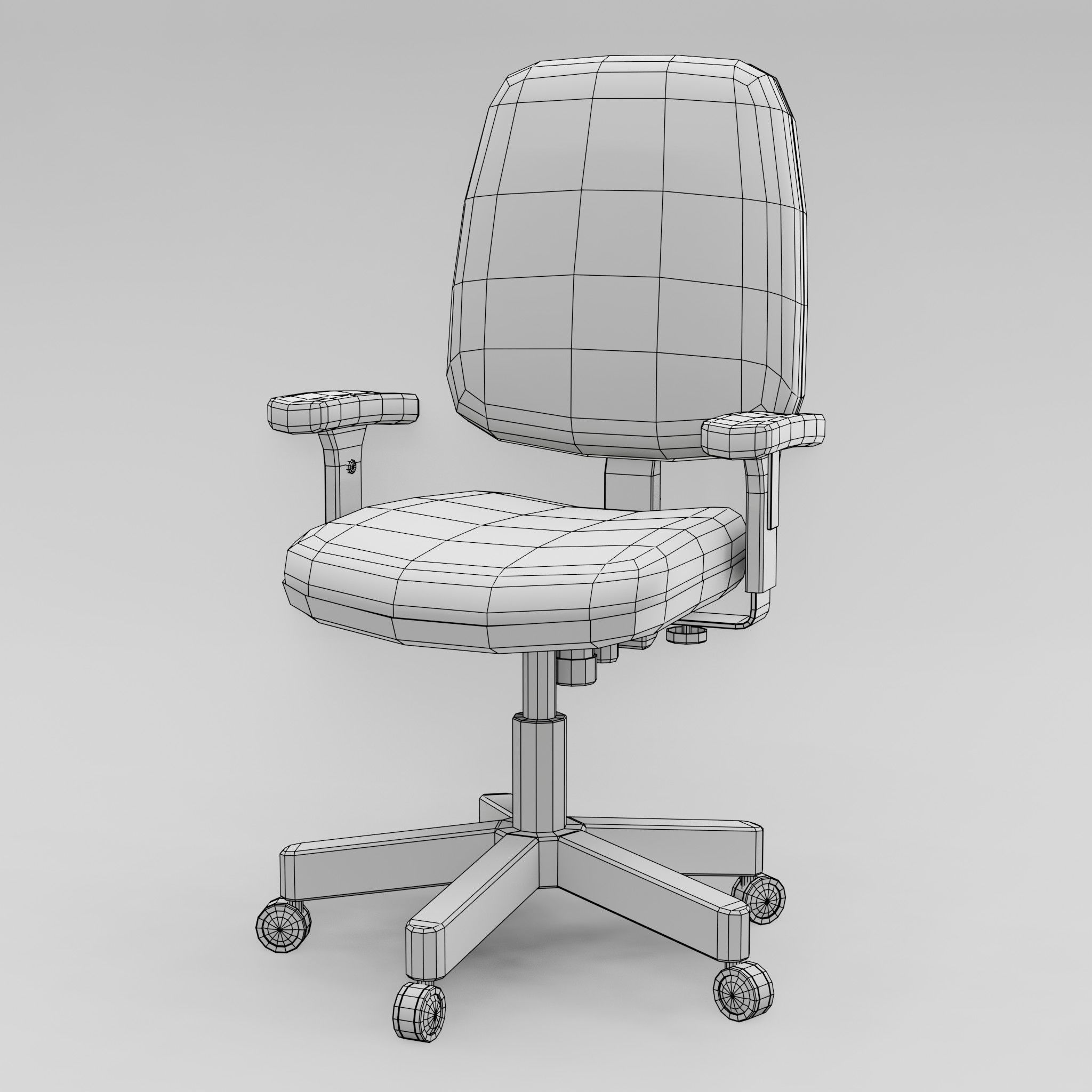 Office Chair Low-poly 3D model_3