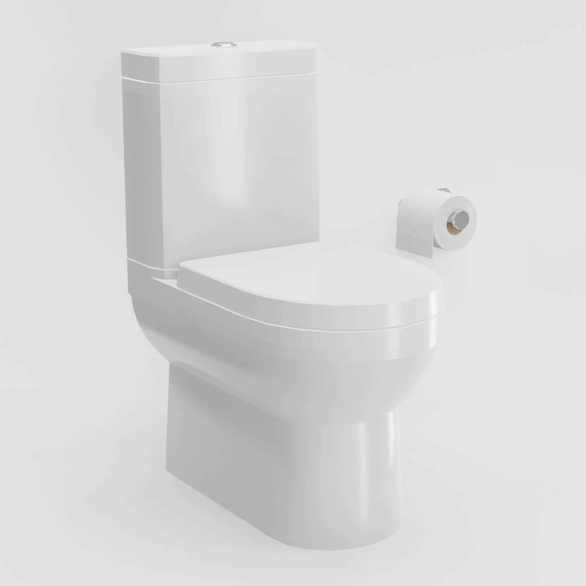 Toilet And Toilet Paper Low-poly 3D model