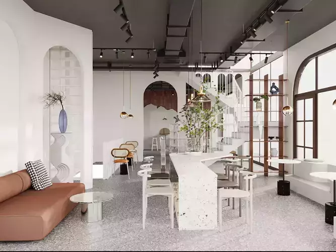 COFFEE SHOP INTERIOR DESIGN 3DSMAX CORONA RENDER