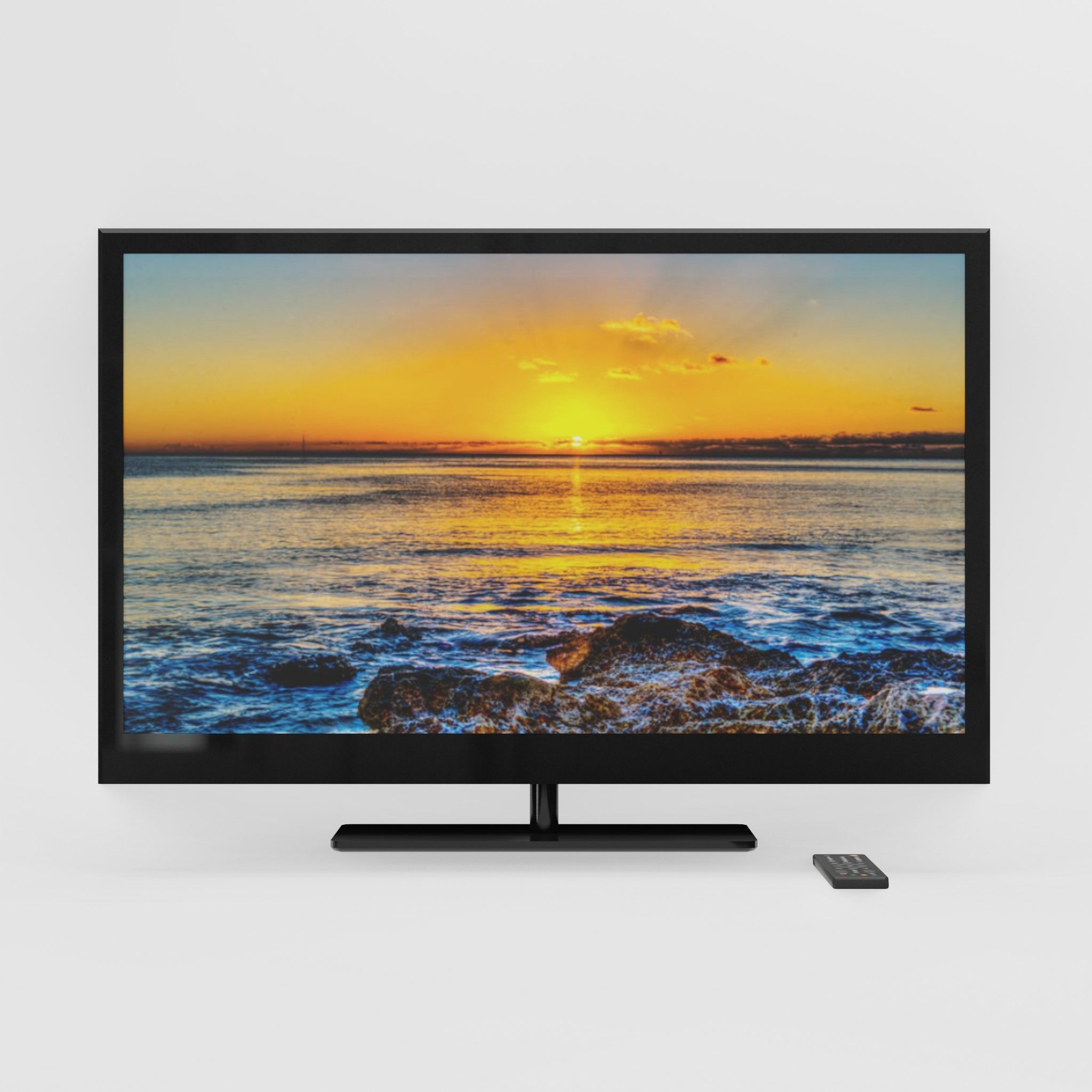 TV And TV Remote Low-poly 3D model_1