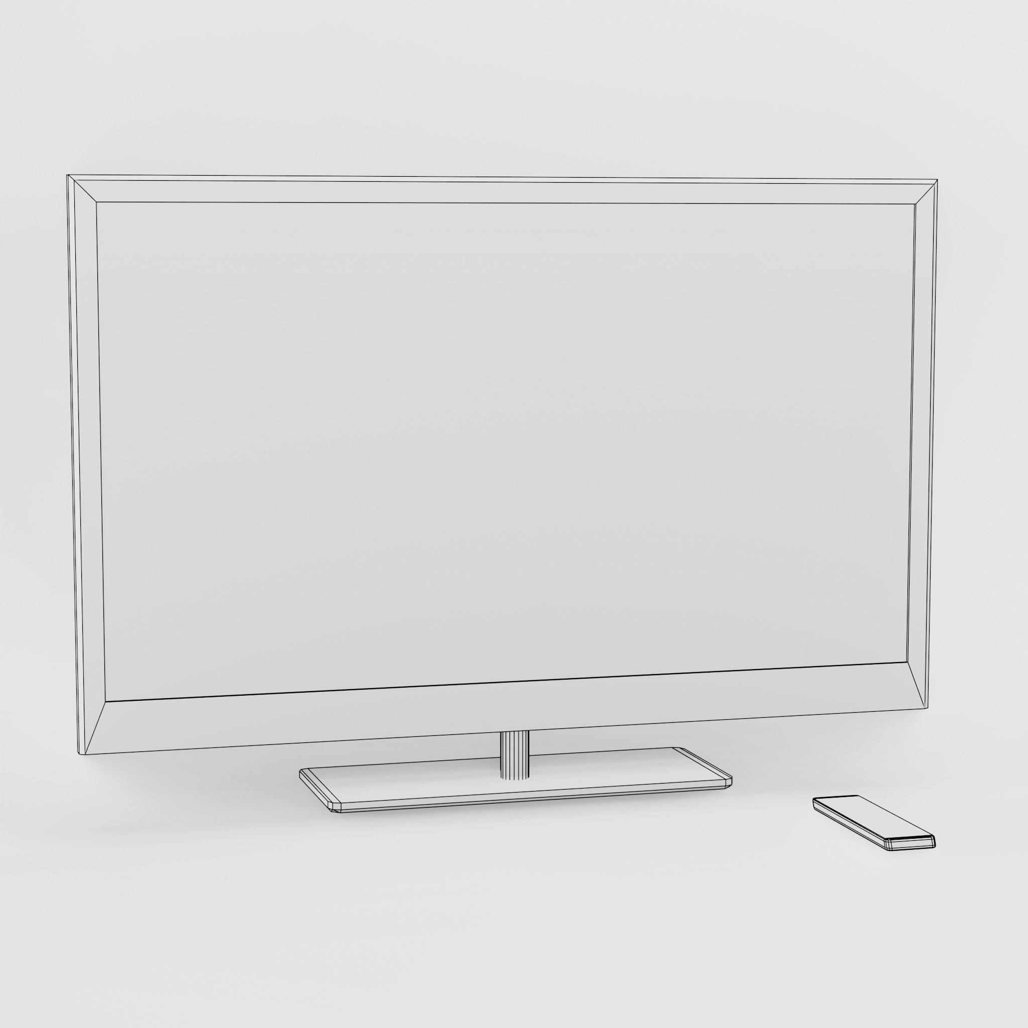 TV And TV Remote Low-poly 3D model_3