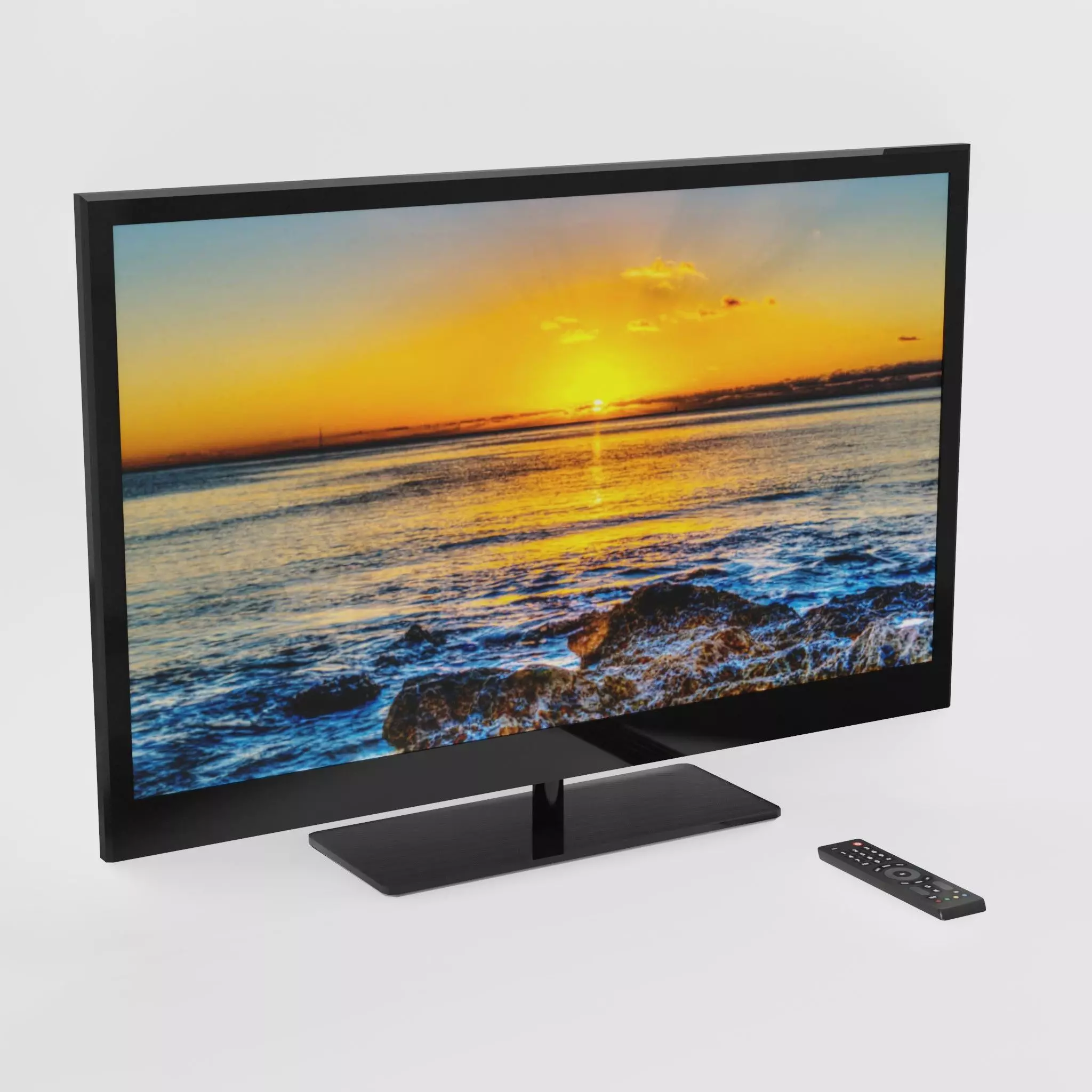 TV And TV Remote Low-poly 3D model_0