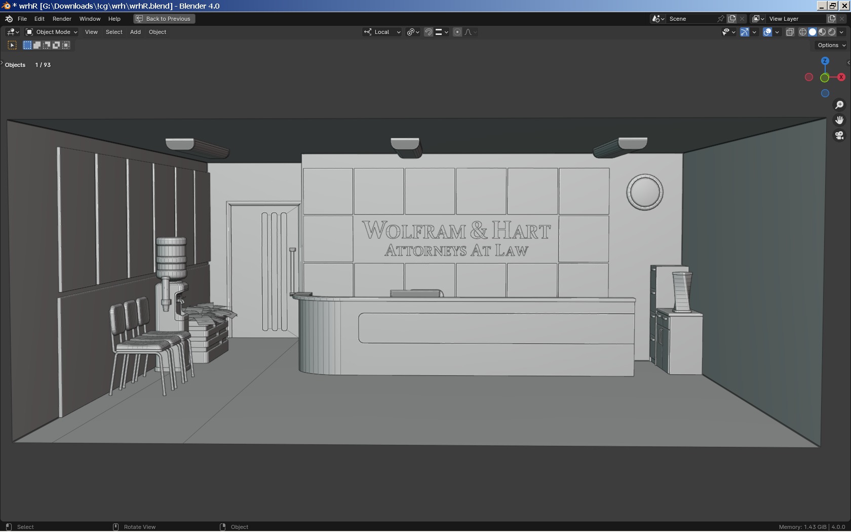 Reception Lobby  Wolfram and Hart Low-poly 3D model_7