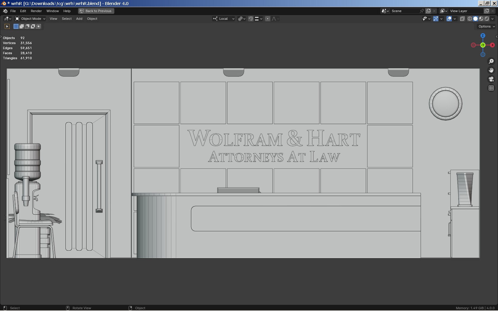 Reception Lobby  Wolfram and Hart Low-poly 3D model_5