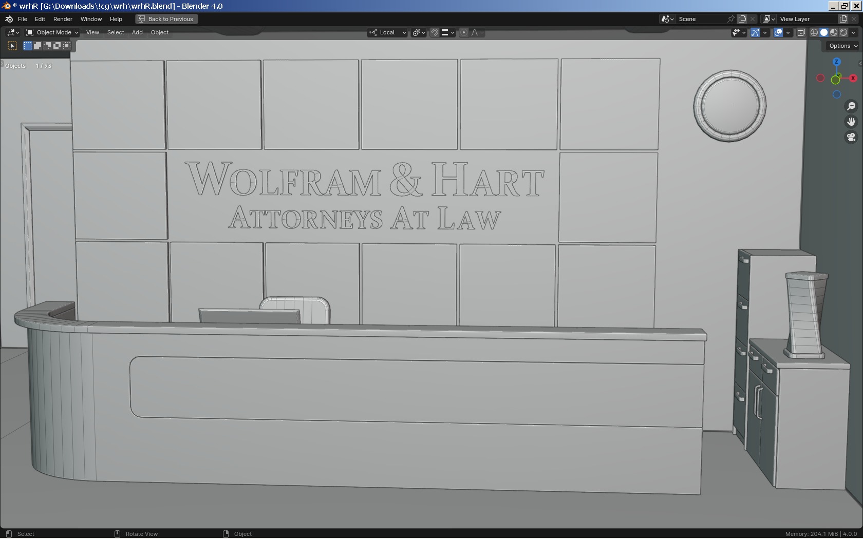 Reception Lobby  Wolfram and Hart Low-poly 3D model_9