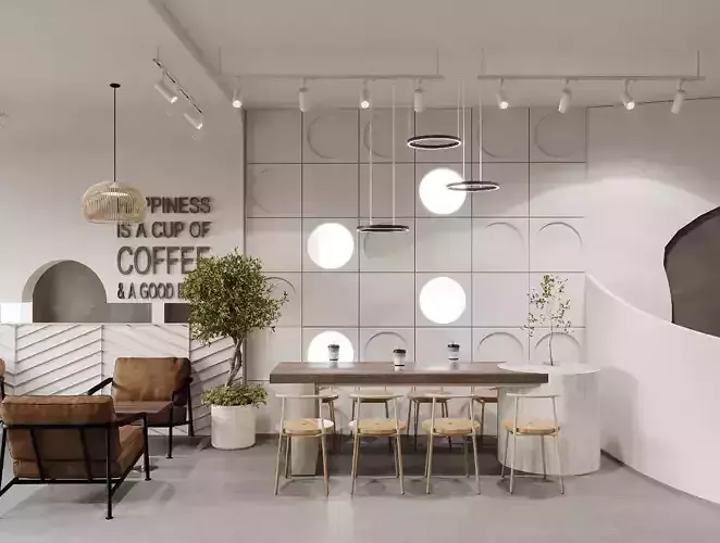 Modern coffee shop 3dsmax corona render