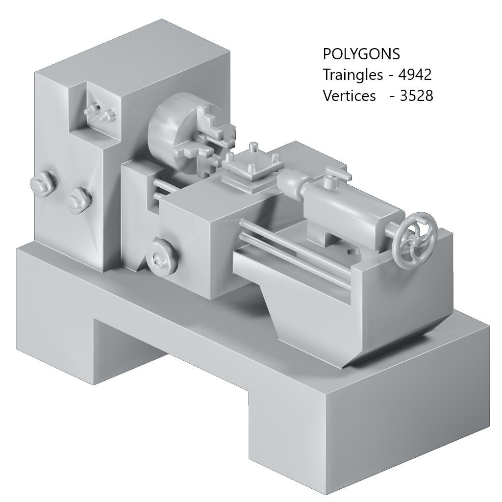 Games Lathe Machinery Toy Low-poly 3D model_1