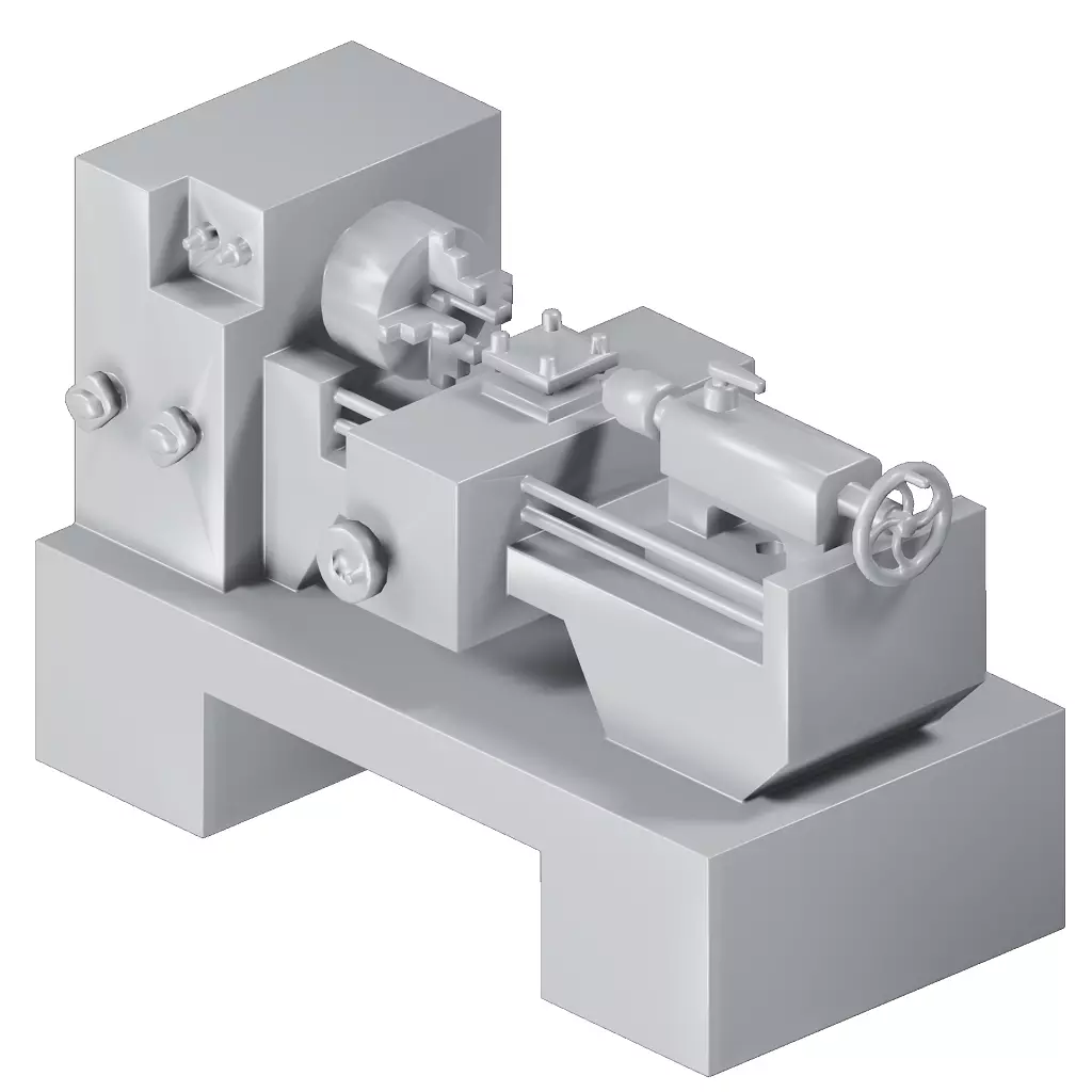 Games Lathe Machinery Toy Low-poly 3D model_0