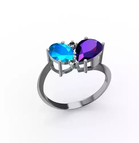 Anel com duas Pedras  3D model