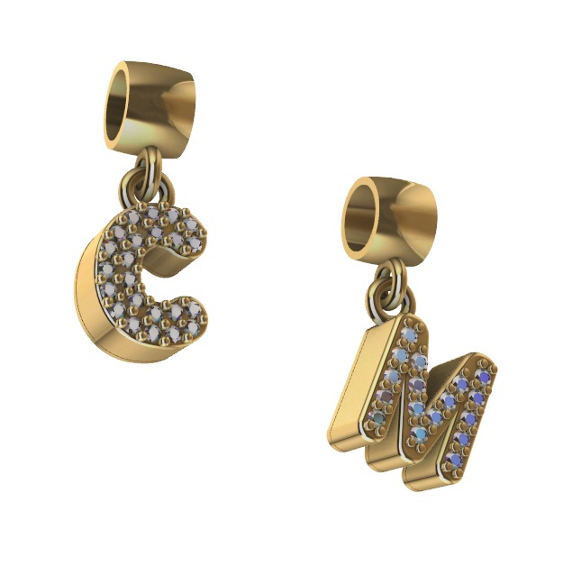 Pingente Letra C N  3D model_3