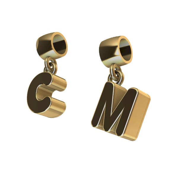 Pingente Letra C N  3D model_1