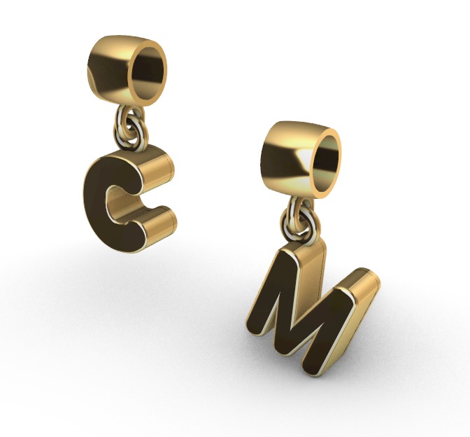 Pingente Letra C N  3D model_2