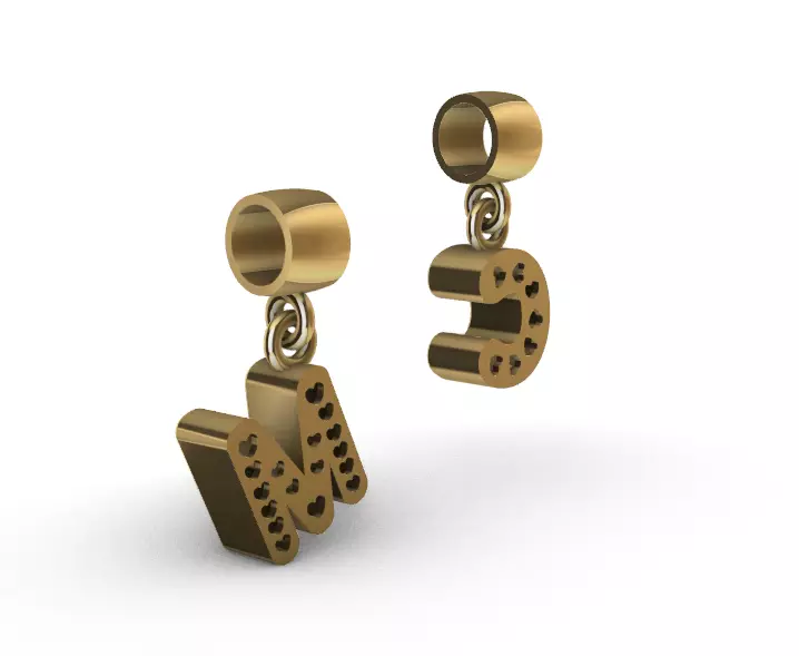 Pingente Letra C N  3D model_0