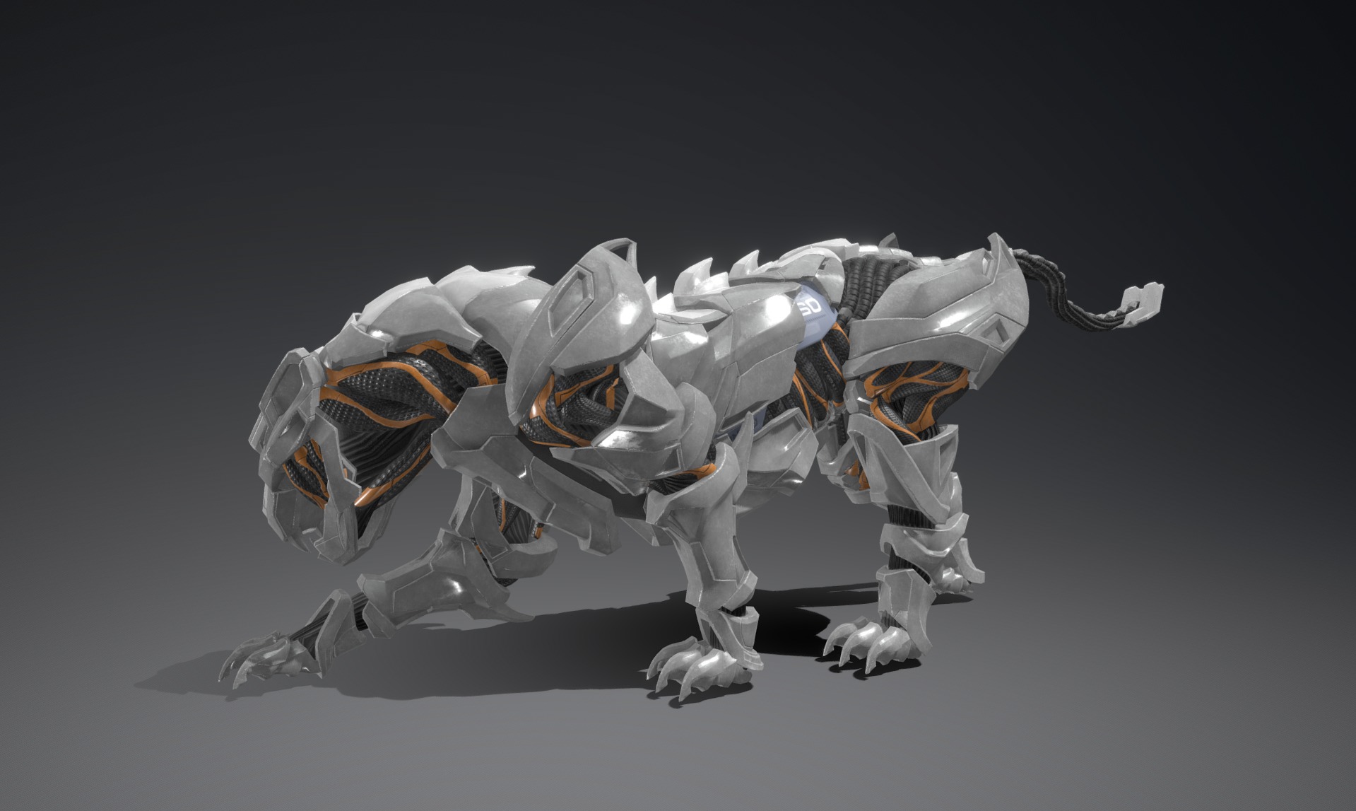 Robotic loin Panther 3D Low-poly 3D model_3