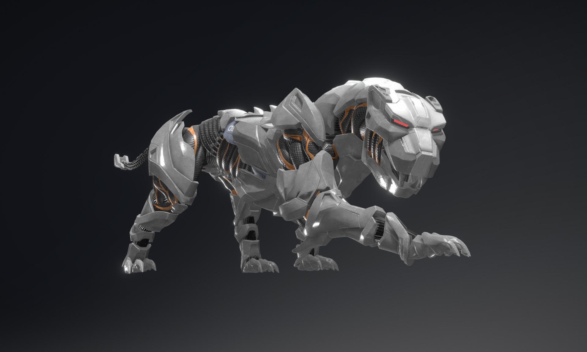 Robotic loin Panther 3D Low-poly 3D model_5