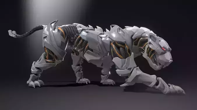 Robotic loin Panther 3D Low-poly 3D model