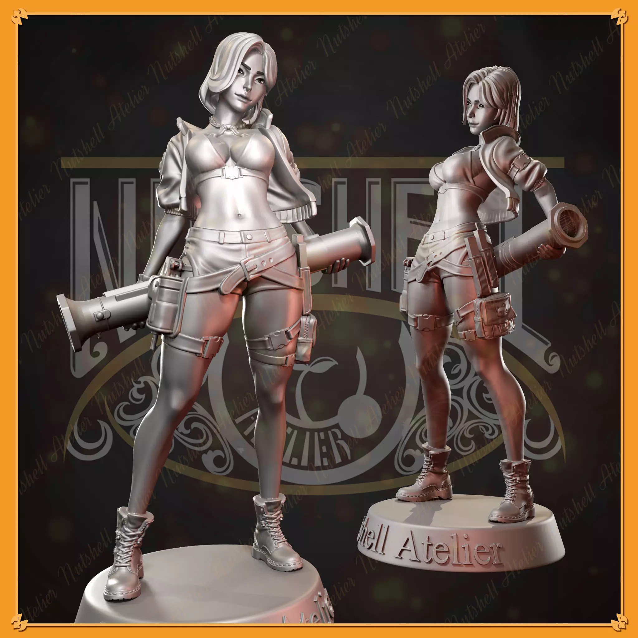 Nutshell Atelier - Anti-Tank girl Pose02 - NSFW 3D print model_0