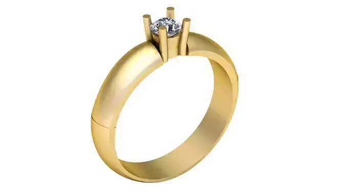 Single Diamond Engagement Ring 3d Printable Model