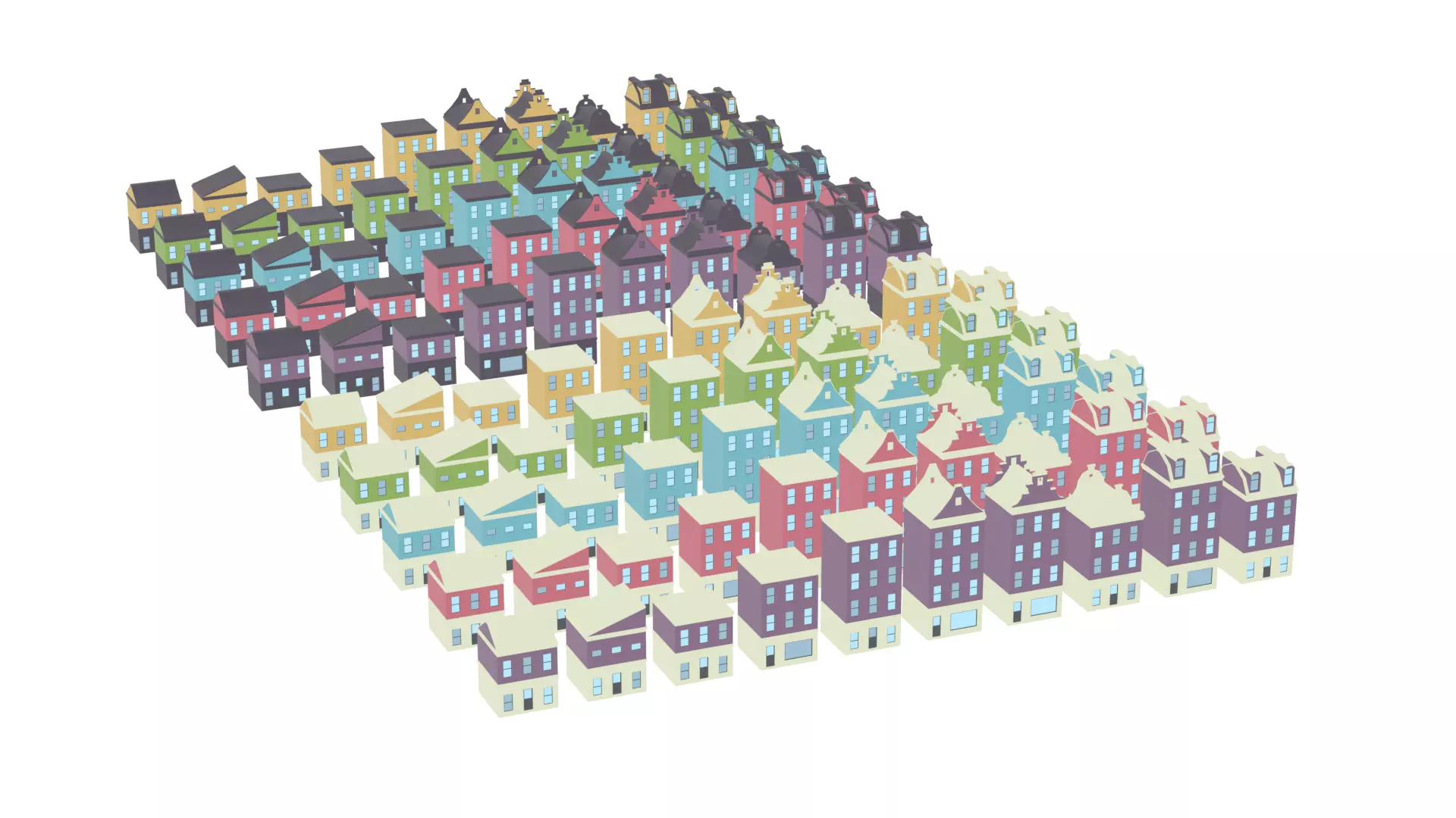 Mini City Pack Low-poly 3D model